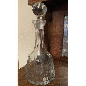 Fostoria Lead Crystal Decanter With Faceted Stopper Made In Romania 12”